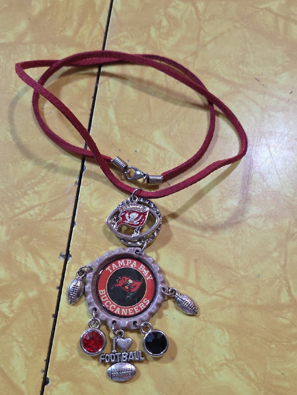 #G Tampa Bay Buccaneers Red Football Charm Necklace